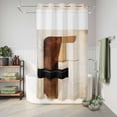 thumbnail image 6 of No Hook Shower Curtain with Built-in Rings - Vintage Brown Color Blocks Washable Waterproof Fabric Bathroom Curtains for Hotel,Rentals, Stall 36 X 72 Inch , Abstract Graffiti Art Modern, 6 of 9