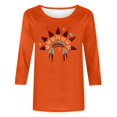 thumbnail image 4 of Heisall Women's Spring Autumn Tops 3/4 Sleeve Round Neck Casual Fashion Blouses Orange Festival Print Shirts, 4 of 4