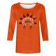 thumbnail image 4 of Heisall Women's Spring Autumn Tops 3/4 Sleeve Round Neck Casual Fashion Blouses Orange Festival Print Shirts, 4 of 4