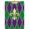 thumbnail image 1 of FMSHPON Fleur De Lis Flower Abstract Purple Green Clipboard Hardboard Wood Nursing Clip Board and Pull for Standard A4 Letter 13x9 inches, 1 of 8