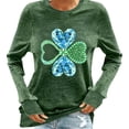 thumbnail image 2 of Uootdi Cute Shamrock Graphic Crewneck Long Sleeve Shirts for Women St. Patrick's Day Sweatshirt for Women Lucky Leaf Irish Shamrock Pullover Shirts Tops Gift, 2 of 6