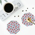 thumbnail image 4 of Rateoe Strawberries Drawing Drink Coasters Set of 4 Leather Coasters Spill Protection for Table Desk,Durable and Non Slip Leather Coaster ,4 Inches Drink Mats-Octagon, 4 of 6