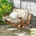 thumbnail image 6 of Kimunuk Outdoor Swing Cushion , 40" X 40" X 5" Waterproof Bench Chair Replacement Cushion with 6 Ties for Patio Porch, Cream, 6 of 7