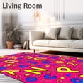 thumbnail image 2 of ODIKA 8'x10' Machine Washable Non-Slip Area Rug, Learning Steps Featuring Jumping Letter Blocks And Number Bursts High Traffic Rug, Pink, 697646, 2 of 7