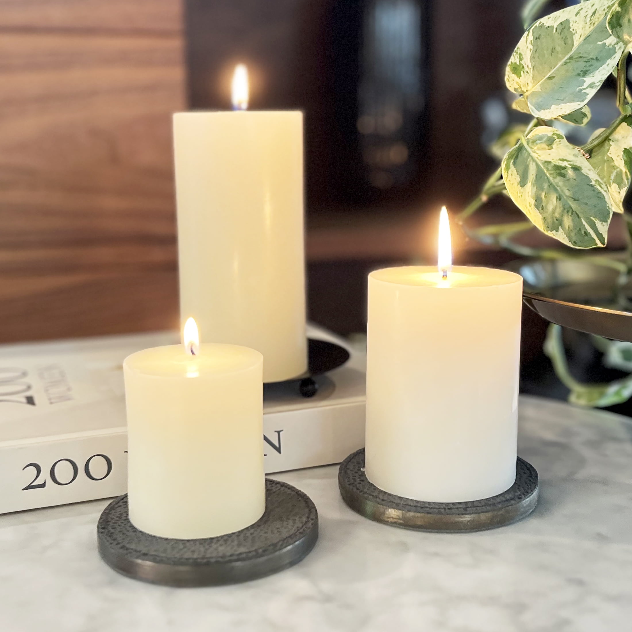 Mainstays Single Wick 3" x 6" Pillar Candle, Unscented, Ivory, 3 Pack