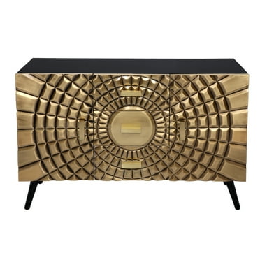 Homestock Eclectic Elegance 2 Dr/ 3Drawer Brass Cabinet