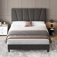 thumbnail image 1 of Ourlova Full Size Bed Frame with Adjustable Headboard, Linen Upholstered Platform Bed Frame with Strong Wooden Slats, Mattress Foundation, No Box Spring Needed, 1 of 7