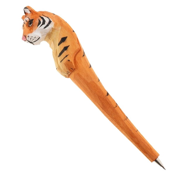 Animales rico y de Flor Atractivo Bolígrafo Papelería Suministros para Escribir Bolígrafo de Tallado Dibujo Col Tigre Gloria Bolígrafo de madera