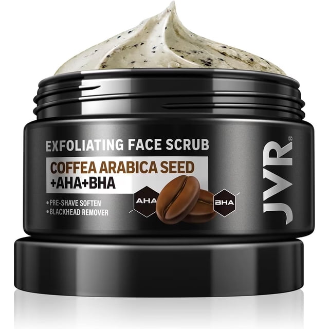 Exfoliante facial JVR para hombre, exfoliante profundo con extracto de café, 125 ml