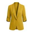 thumbnail image 6 of Sahpxhe Blazers for Women Shawl Collar Ruched 3/4 Sleeve One Button Casual Blazer Dressy Work Business Suit Jacket Yellow S, 6 of 8