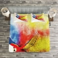 thumbnail image 3 of Ambesonne Colorful Quilted Bedspread Set 3 Pcs, Parrot with Feathers, King Size, Multicolor, 3 of 3