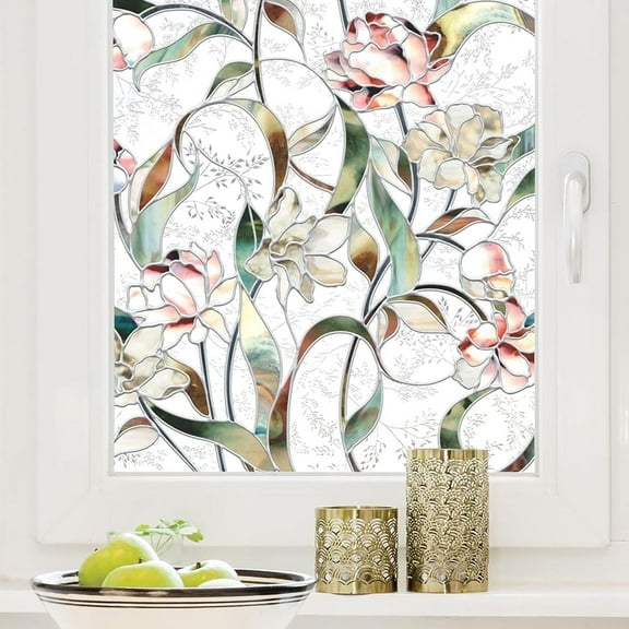Artscape Begonia 24" x 36" Window Film with Stained Glass Design