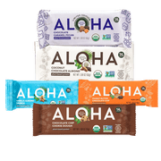 Aloha Protein Bars | Organic Plant-Based | 3 Flavors: Chocolate Caramel Pecan, Coconut Chocolate Almond, Vanilla Almond Crunch | 1.98 oz (Pack of 12) | Low Sugar, Gluten-Free | OMNICOAST GOODS Bundle