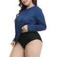 thumbnail image 4 of HDE Women's Plus Size Rash Guard UPF 50 Long Sleeve Swim Top Salty 1X, 4 of 6