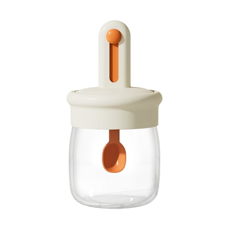 Clear Glass Storage Jars Versatile Condiment Containers Featuring Sealing Lid and Retractable Spoon Ideal for Spices Sugars and Seasonings Perfect Gift for Home and Kitchen Decor