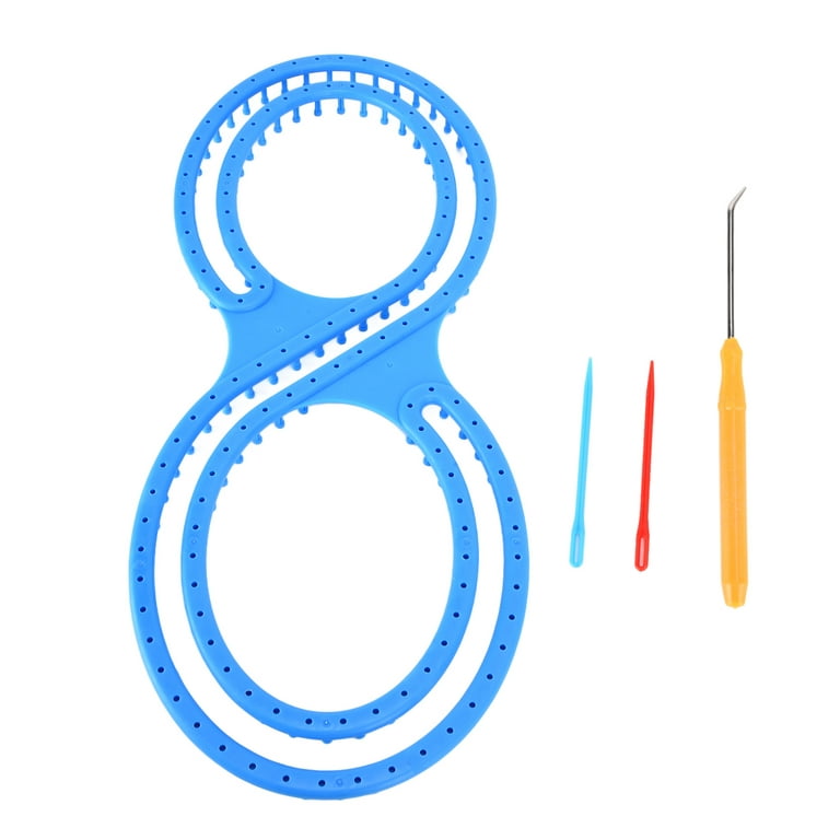 Ymiko Knitting Loom Set,Knitting Loom,Knitting Loom 8 Shape Plastic Blue  Loom Kit With Crochet Suture For DIY Blanket Socks Scarf Hat Craft 