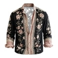 thumbnail image 4 of Fsmtpdam Long Sleeve Hawaiian Shirts for Men Vintage Floral Button Down Boho Tops with Lace Trim Lightweight Casual Beach Holiday Vintage Shirt, 4 of 5