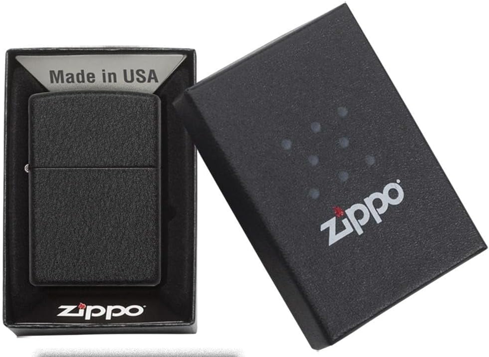 Zippo Matte Colors Pocket Lighter Indoor Outdoor Windproof (Black Crackle 236)
