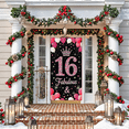 thumbnail image 7 of Black Background Banner with Pink White Balloons Glitter Stars Crown and Sparkling 16 for Sweet 16 Birthday Party Decoration Photography Props Backdrop Happy Birthday Party Supplies Decorations, 7 of 7