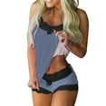 thumbnail image 2 of YHAJDS Pajama Set for Women 2 Piece Solid Color Lace Sleeveless Tank and Shorts Lounge Sleepwear Set, 2 of 5
