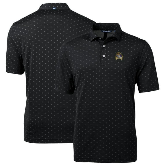 Men's Cutter & Buck Black ECU Pirates Big & Tall Virtue Eco Pique Tile Print Recycled Polo