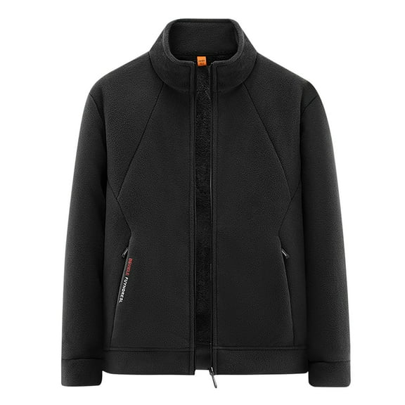 Dpytoraw Winter Men's Fleece Spring/Autumn Jacket With Stand Collar Zipper Casual