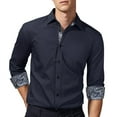 thumbnail image 5 of HISDERN Mens Dress Shirts Long Sleeve Button Down Shirts Formal Business Shirt Navy Blue Paisley, 5 of 7