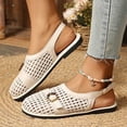 thumbnail image 4 of Samdudou Womens Casual Shoes Closed Toe Slingback Woven Faux Leather Upper Adjustable Strap Vintage Metallic Buckle Detail Flat Sole Daily Walking Dressy Summer Footwear, 4 of 7