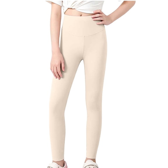 FAIWAD Girls Leggings High Waisted Solid Color Stretchy Pants Yoga Athletic Pants for 3-15 Years
