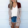 thumbnail image 2 of SELONE Womens Lightweight Cardigan Long Sleeve Tunic Open Front Cardigans Without Hoodie Striped Beach Vacation Wear Wine S, 2 of 6