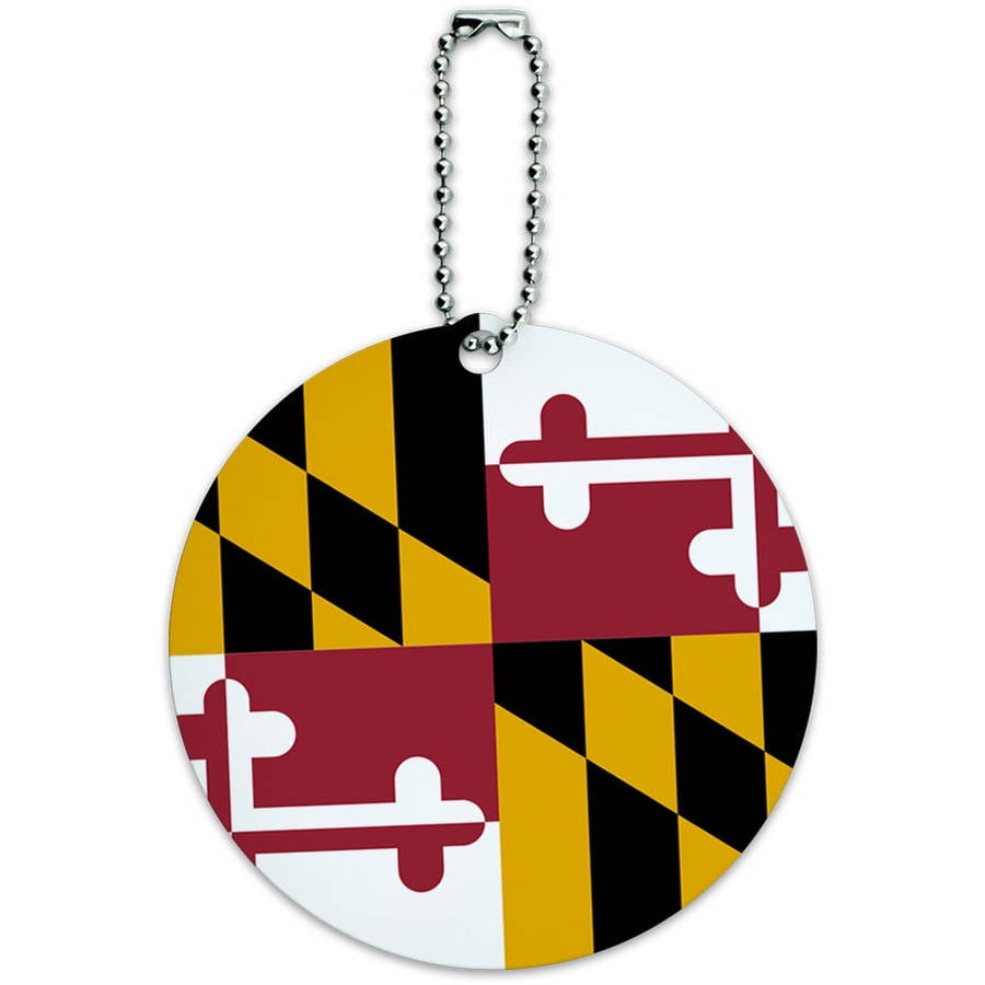 Maryland State Flag Round Luggage ID Tag Card for Suitcase or CarryOn