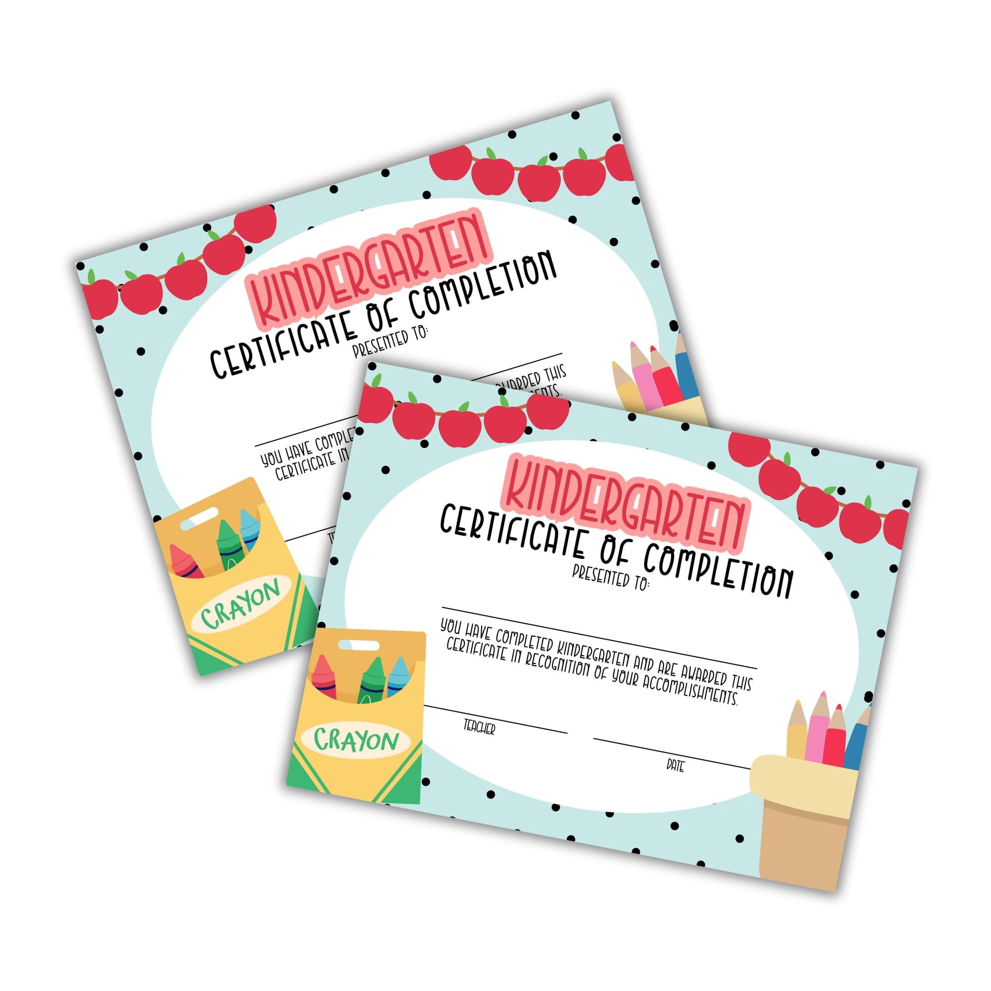 Kindergarten Certificate of Completion Graduation Diploma 30pk 8.5x11 90s Seed Bracelet Checkered Neutral Award Theme Trendy Minimalist