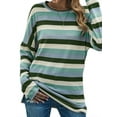 thumbnail image 5 of Xuanfei Women Stripe Printed Crew Neck Long Sleeve Casual Top, 5 of 7