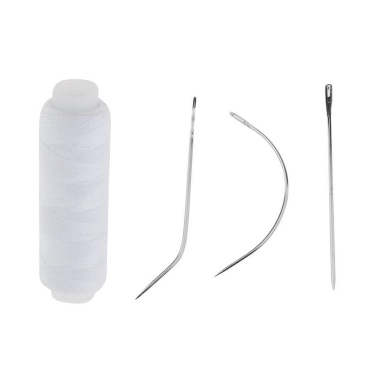 2 packs hair extension sew sewing track weaving needle thread
