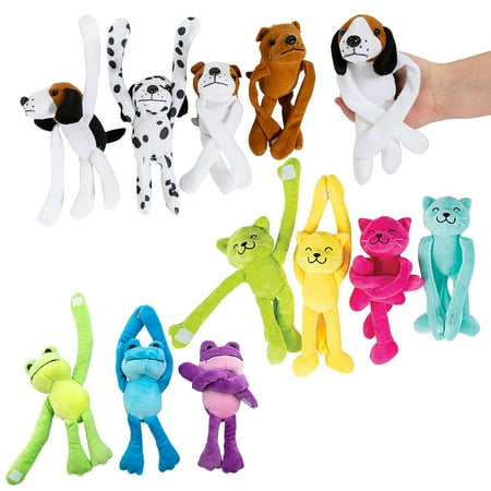 Fun Express 9 1/2 - 11 Bulk 72 Pieces Long Arm Multicolor Stuffed Pets Assortment