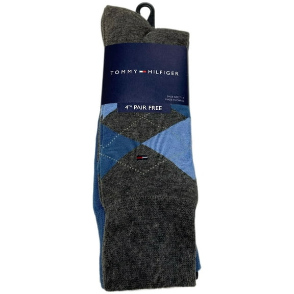 TOMMY HILFIGER Men's 4 Pairs Mid Calf Socks, Multicolor, 7-12