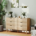 thumbnail image 2 of HOMCOM Chest of Drawers, 6 Drawer Dresser with Fluted Panels, Oak, 2 of 10