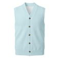 thumbnail image 5 of Mens V Neck Knitted Sweater Vest Sleeveless Button Down Cardigan Classic Business Casual Gilet Spring Fall Sky Blue M, 5 of 10