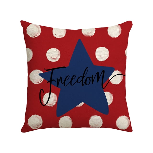 Independence Day Pillowcase Home Sofa Linen Pillowcase Independence Day Star Letter Print Red