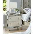 thumbnail image 2 of Contemporary Bedroom Furniture Cal King Size Bed 2x Nightstand 3pcs Set Upholstered Tufted Headboard FB Silver Mirrored Accent, 2 of 6