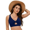 thumbnail image 4 of wamacs Women Adjustable Tank Bikini Top Athletic Bathing Swimsuit Top V Neck for Teen Girls Summer Pool Sexy Swimwear (Blue,S), 4 of 9