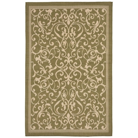 Terrace Patio Rug - Liora Manne Terrace 1794/76 Scroll Vine Green Area Rug 4 Feet 10 Inches X 7 Feet 6 Inches