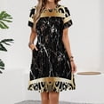 thumbnail image 2 of Black Gold Marble Pattern Dress Summer Street Style Dresses Female Short Sleeve Printed Sundress, 2 of 7