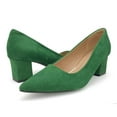 thumbnail image 3 of Women's Pumps Pointy Toe 2 Inches Slip On Low Chunky Block Heels, Padded Latex Cushion, Green,Size 10, 3 of 5