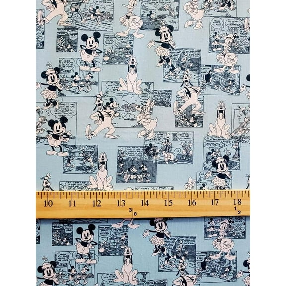 100% Cotton Fabric Mickey Mouse, Story line Sketch Print/45" Wide/ Sold By Yard