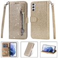 thumbnail image 1 of Case for FOXDOCK Samsung Galaxy S23 Plus Glitter Zipper Wallet Case with Short Hand Strap, 1 of 4