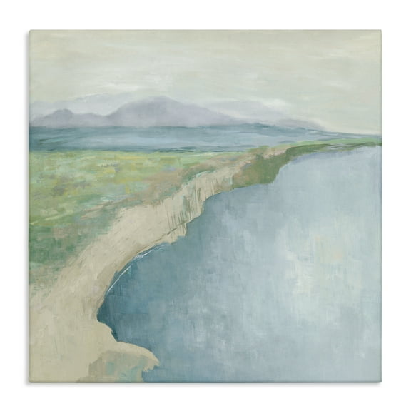 Stupell Industries Curving Shoreline Landscape Nautical & Beach Painting Wrapped Canvas Art Print Wall Art, 17 x 17