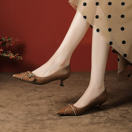 

1578-1 sheepskin shows temperament! Low-cut high heel shoes for women new autumn genuine leather stiletto heel pointed single