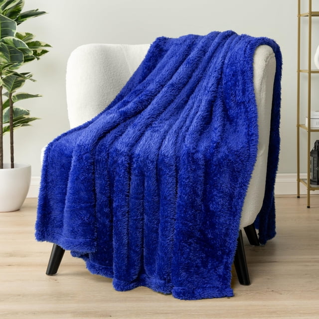 Manta PAVILIA Sherpa de forro polar azul, 50 x 60 cm, para sofá cama