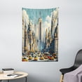 thumbnail image 2 of Ambesonne Urban Art Tapestry Wall Hanging, Big City Rush Hour Taxi, 40"x60", Orange Ecru Cadet Blue, 2 of 3